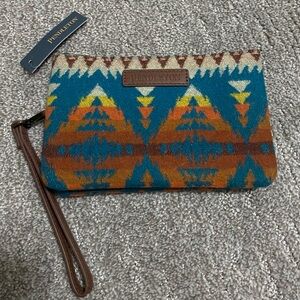 Pendleton Wallet Women Three Pocket Keeper Purse Wool Aztec Print